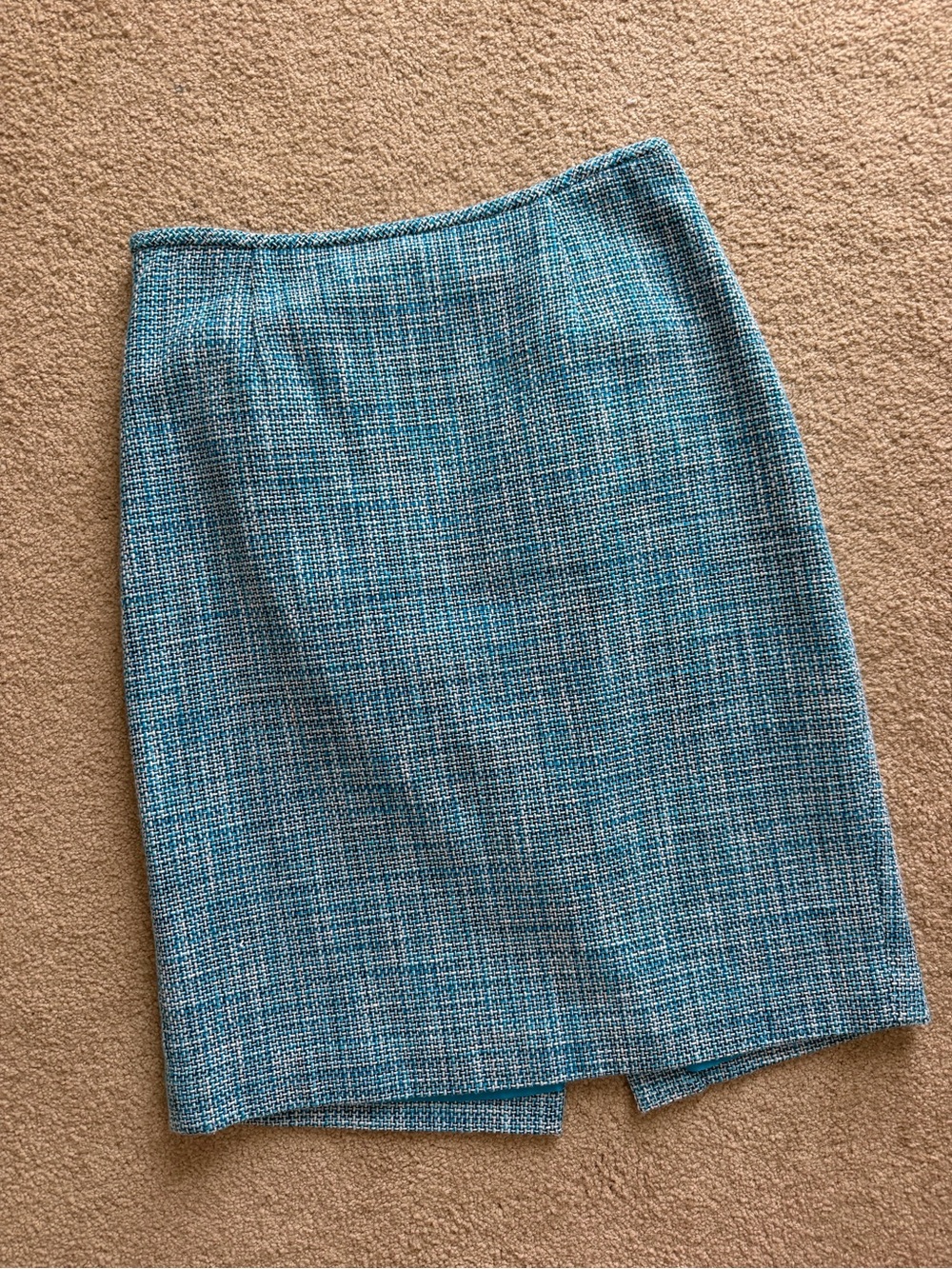 Calvin Klein Teal Blue Tweed Pencil Skirt